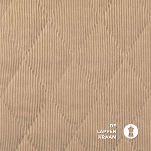  Ribfluweel Stof Beige Gevoerd met Ecru Teddy