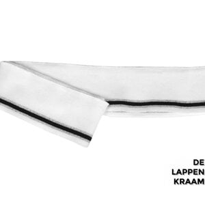 Fijn gebreid boord in wit met blauwe streep en zilveren lurex streep