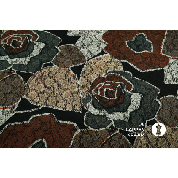 Coupon 33 Punta met kant bloemen dessin 200 x 150 cm