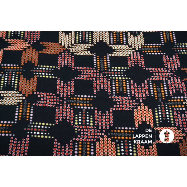 Coupon 61 Tricot zwart met stippen dessin 200 x 150 cm