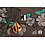 Coupon 53 Scuba in bruin met grote bloemen 180 x 160 cm