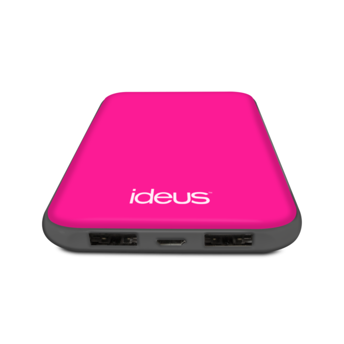 Ideus Rubberized Powerbank Pol Litio 5000 mAh Fuchsia/Grey