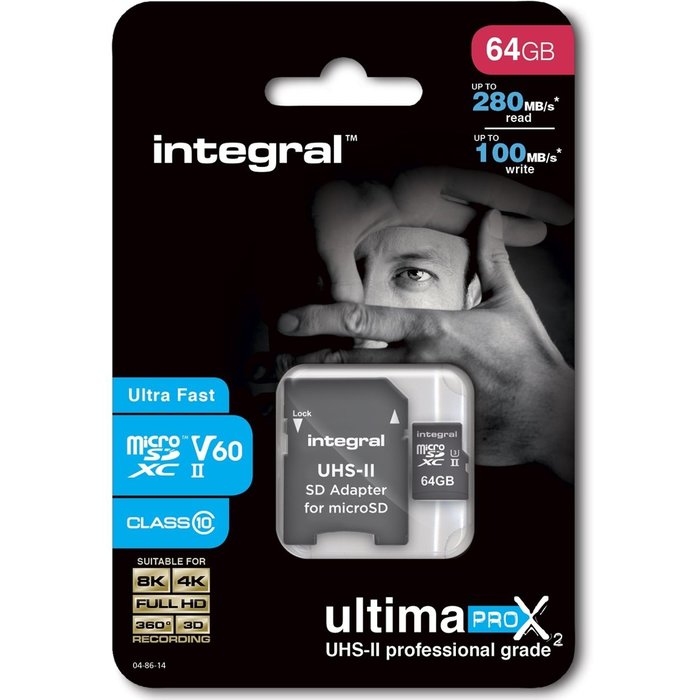 Integral UltimaPro X2 microSDXC 64GB - 280MB/s read - 100MB/s write