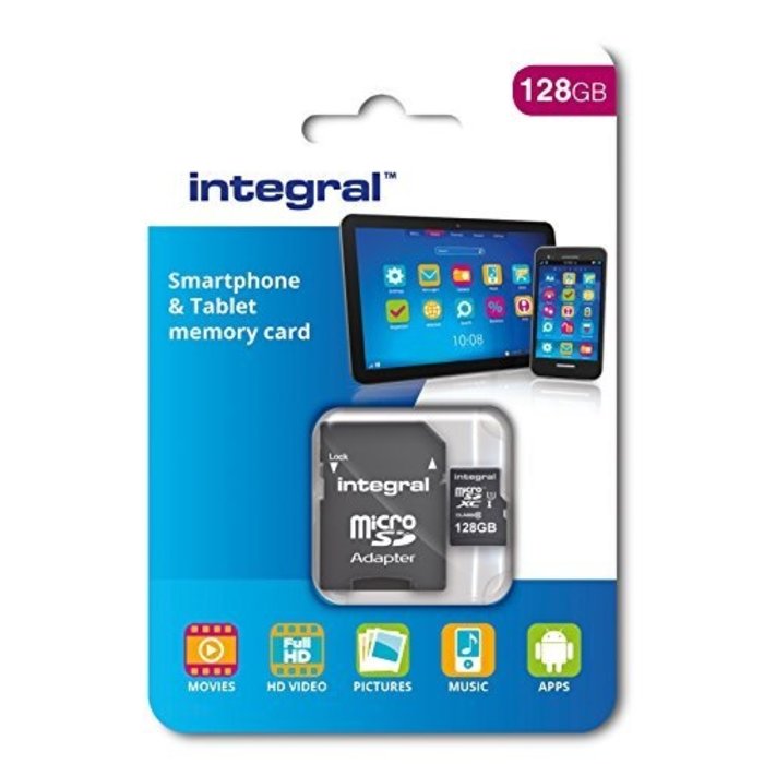 Integral 128GB Tablet & Smartphone microSDHC - class 10 - Up to 90MB/s incl. SD-adapter