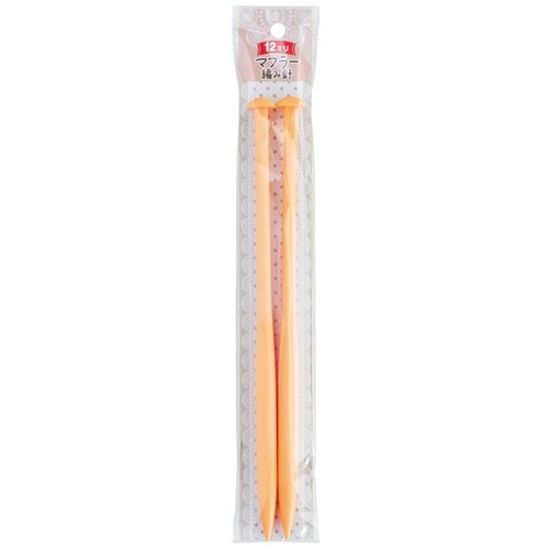 Knitting needle for making muffler, 12mm, orange 