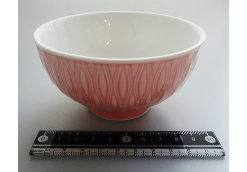 Kommetje, roze, reliëf aan buitenzijde, 11,5 cm 