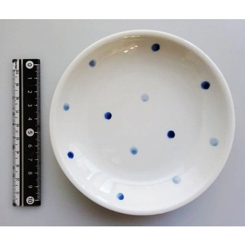 Schaaltje met blauw stippenpatroon, 12 cm 