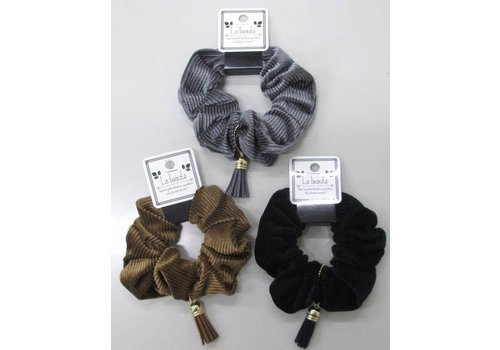 Rich corduroy scrunchie with tassel 