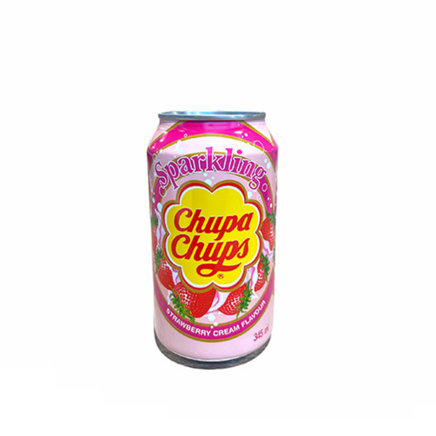 CHUPA CHUPS STRAWBERRY & CREAM - Koolzuurhoudende frisdrank met aardbeien-roomsmaak-1