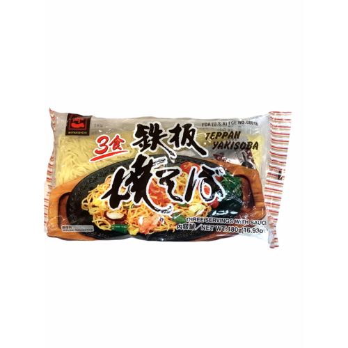 TEPPAN YAKISOBA 3P - Yakisoba noedels met poeder voor saus - 3 porties 