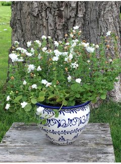 Spanish Flower Pot Blanco Azul