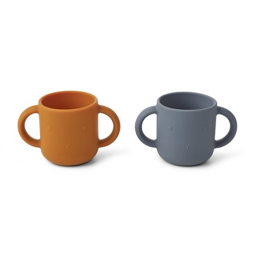 Liewood Liewood Gene silicone cup - 2 pack | Rabbit Blue Wave Liewood Liewood Gene silicone cup - 2 pack | Rabbit Blue Wave