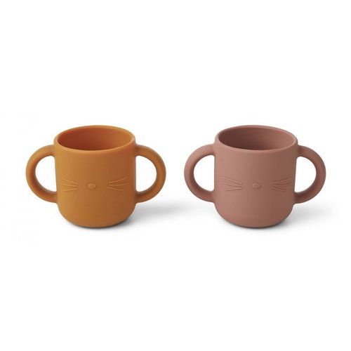 Liewood Liewood Gene silicone cup - 2 pack | Cat dark rose Liewood Liewood Gene silicone cup - 2 pack | Cat dark rose