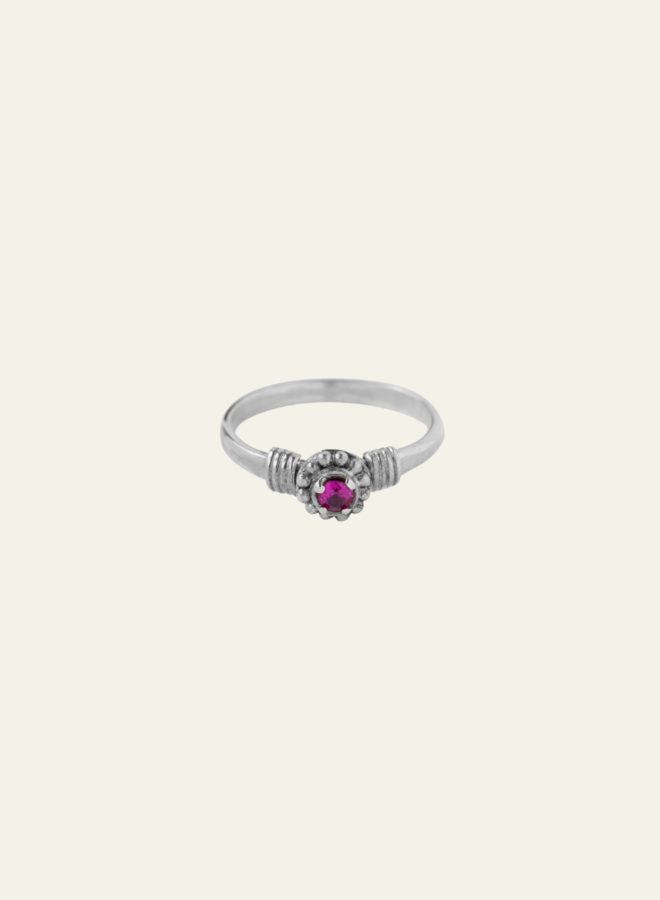 Xzota Purple Flower Ring Silver