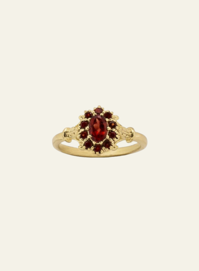 Josephina Jewelry Vintage Flower Garnet Ring