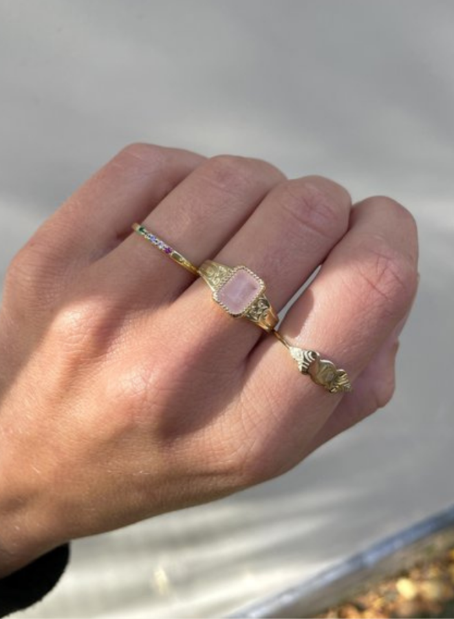 Josephina Jewelry Signet Rose Quartz Ring