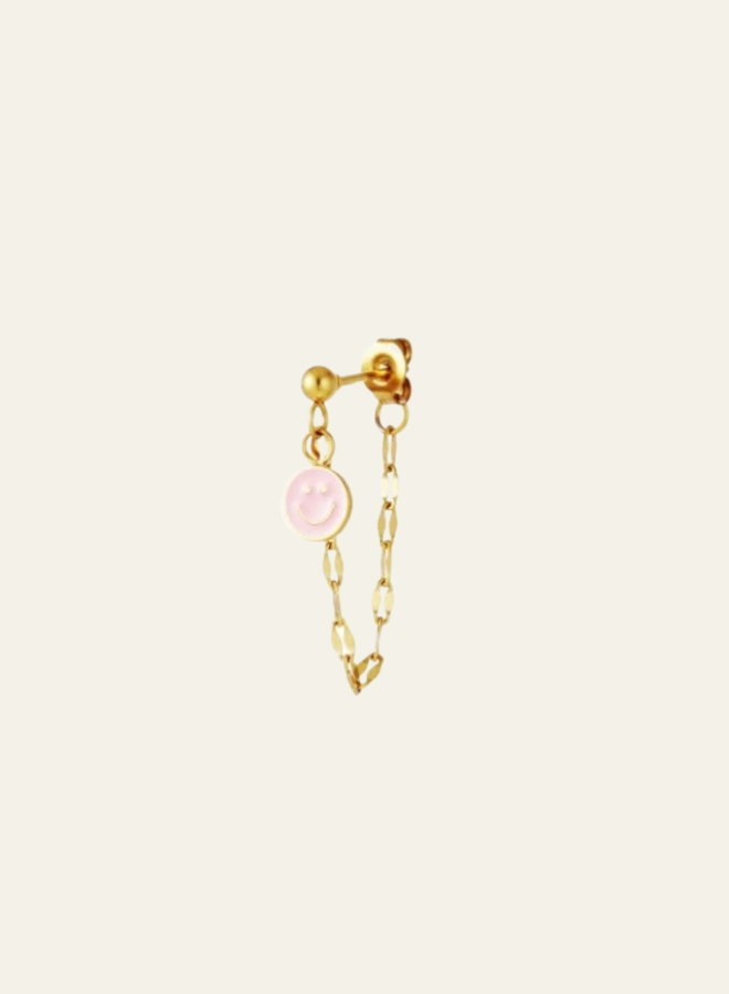 Make My Day Smiley Chain Earring Gold