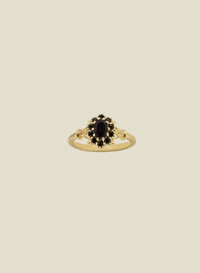Josephina Jewelry Vintage Flower Onyx Ring Black