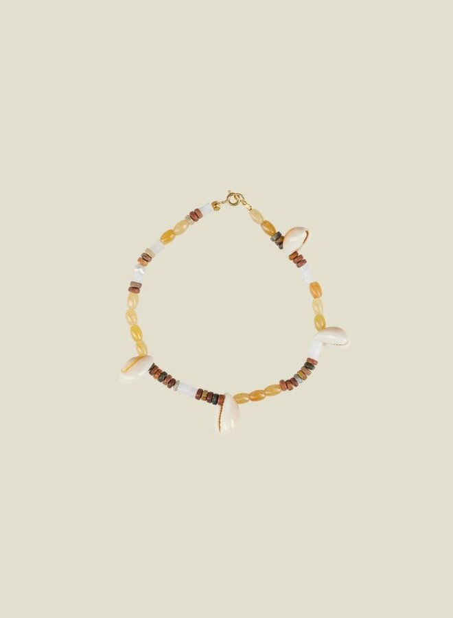 Anklet Yellow Jade And Shell