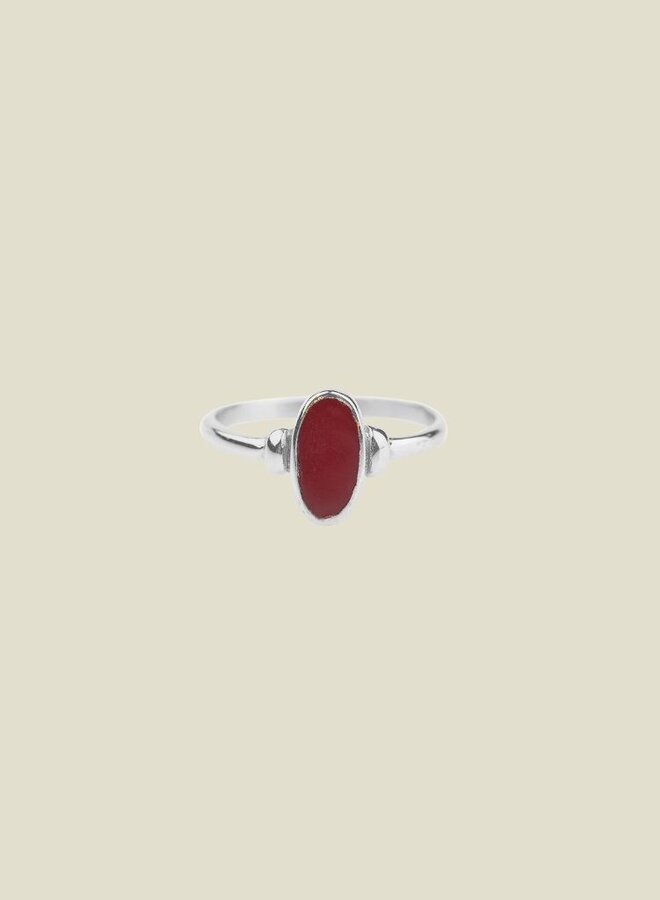 Xzota Ring Oval Resin Dark Red