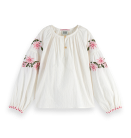 Scotch&Soda 170609 Long-sleeved flower embroidery top vanilla ice