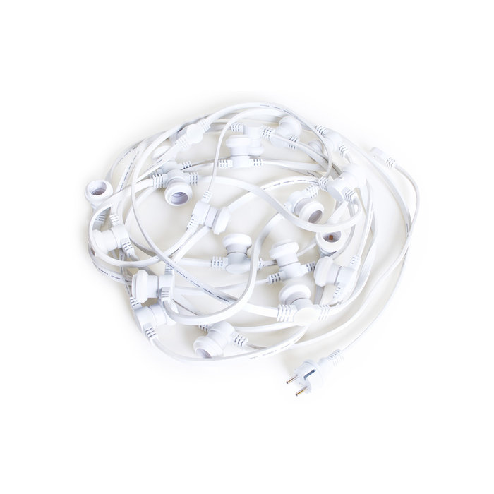 Amlux Witte prikkabel 20 meter compleet met 40 fittingen