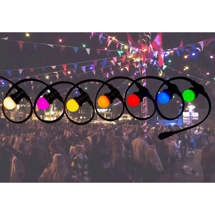 Amlux prikkabel - 20 meter met 30 LED lampen  (7 kleuren)