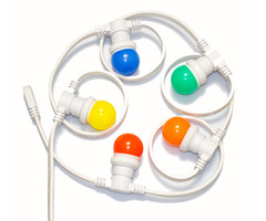 Amlux Witte prikkabel 10 meter met 10 gekleurde LED lampen in 5 kleuren mix