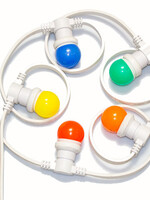 Witte prikkabel 20 meter met 20 gekleurde LED lampen in 5 kleuren mix