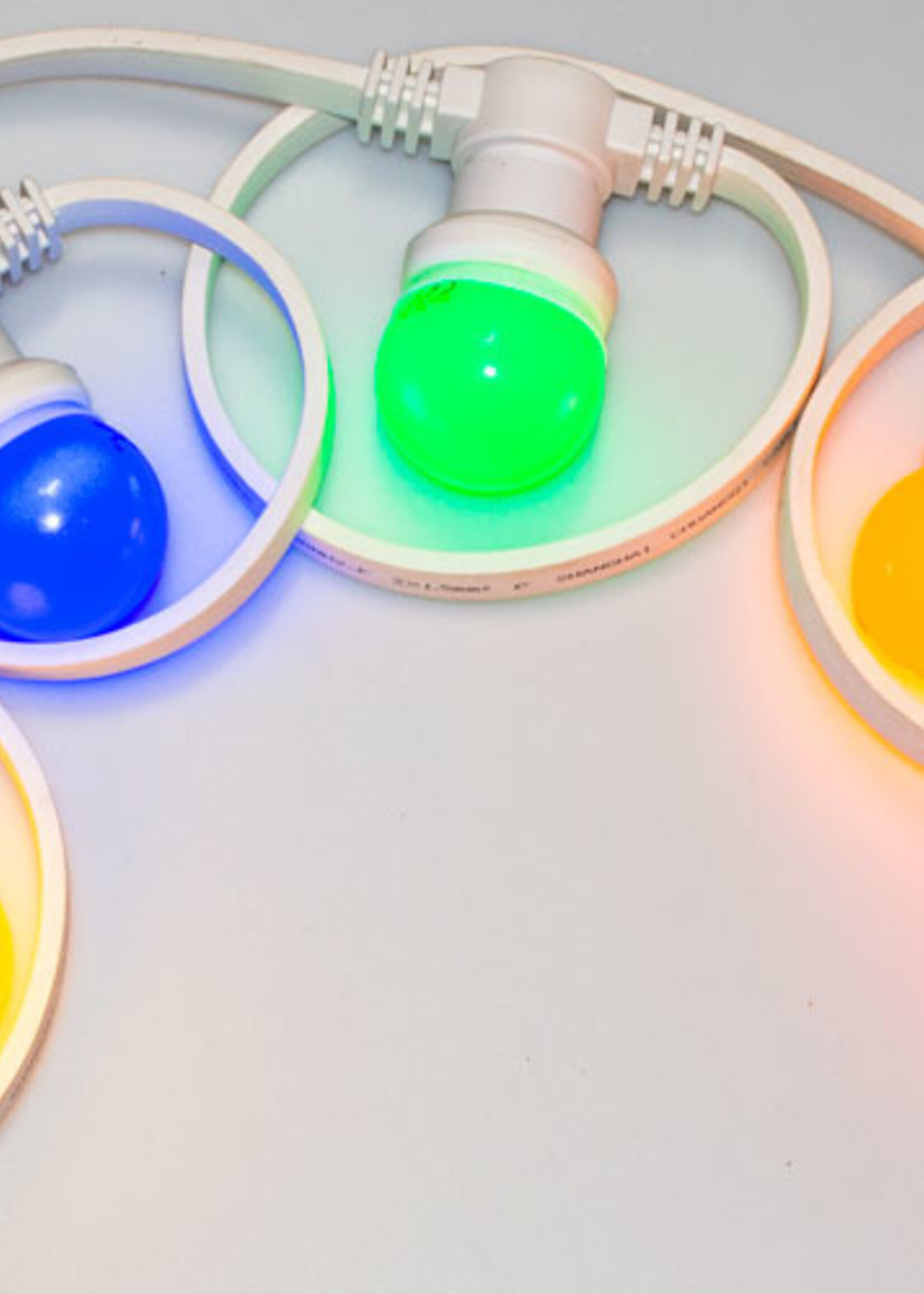 Witte prikkabel 20 meter met 20 gekleurde LED lampen in 5 kleuren mix