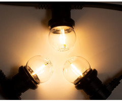 Amlux Zwarte prikkabel set 15 meter met 30 warm  witte filament LED kogellampen