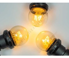 Amlux Zwarte prikkabel  15 meter met 15 zeer warm  witte LED lampen op stokjes