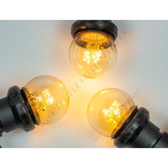 Amlux Zwarte prikkabelset 100 meter met 100 zeer warm  witte LED lampen op pootjes