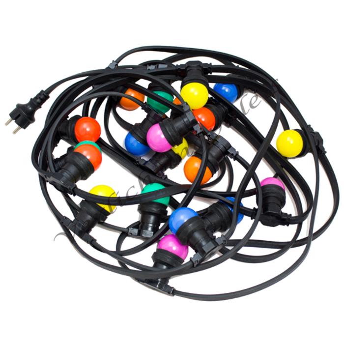 Amlux prikkabel - 20 meter met 60 LED lampen  (6 kleuren)