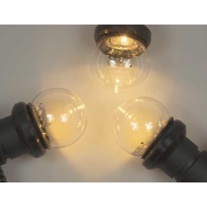 prikkabel set 10 met warm witte LED lampen - transparante kap -