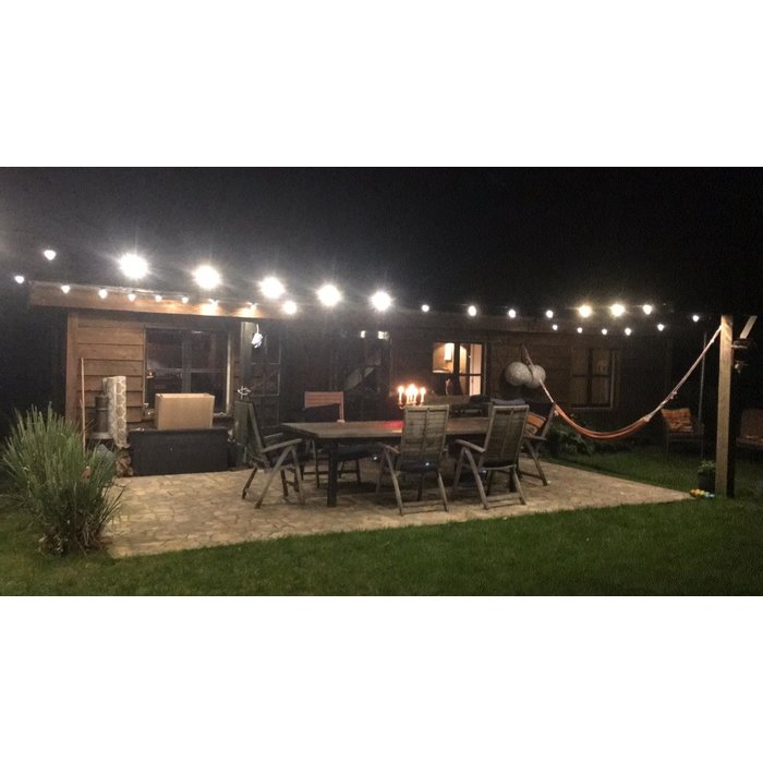 Amlux prikkabel set  15 meter  met 15 warm  witte LED lampen - transparante kap