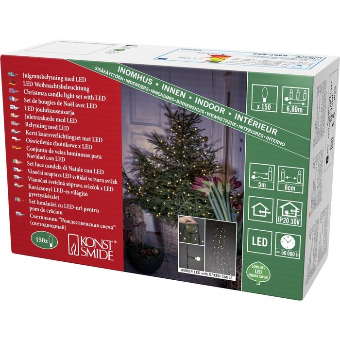 Konstsmide LED Lichtmantel 180cm met ring Ø 11cm 150L, voor kerstboom, 5 strengen van 30 cherry LED