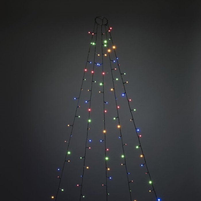 Konstsmide Kerstverlichting - LED licKonstsmide Kerstverlichting - LED lichtmantel 240cm met ring voor kerstboom  - 5x 40 gekleurde LED lampjeshtmantel 180cm met ring voor kerstboom  - 5x 30 LED lampjes - Copy
