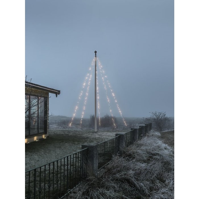 Konstsmide Konstsmide kerstverlichting vlaggenmast kerstboom verlichting met ring - 8 meter met 500 LEDS  warm wit