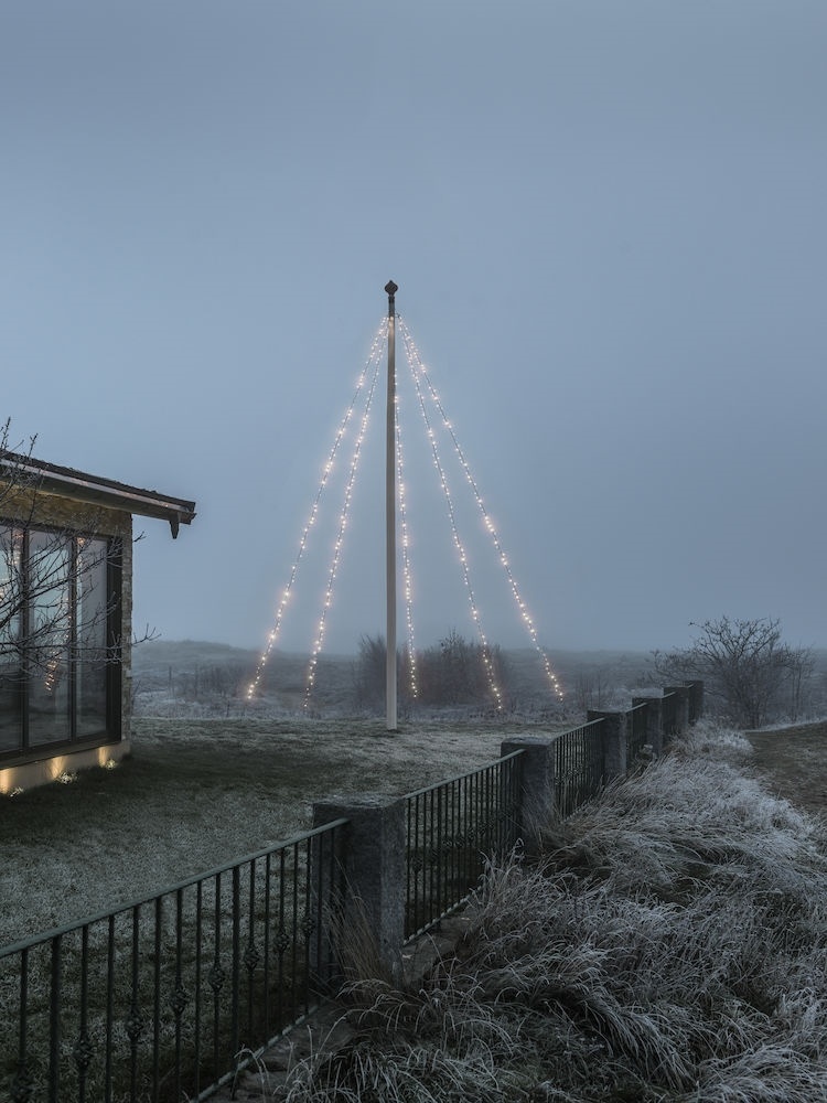 Konstsmide kerstverlichting vlaggenmast kerstboom verlichting met ring - 8 meter 500 warm wit - Prikkabelwinkel
