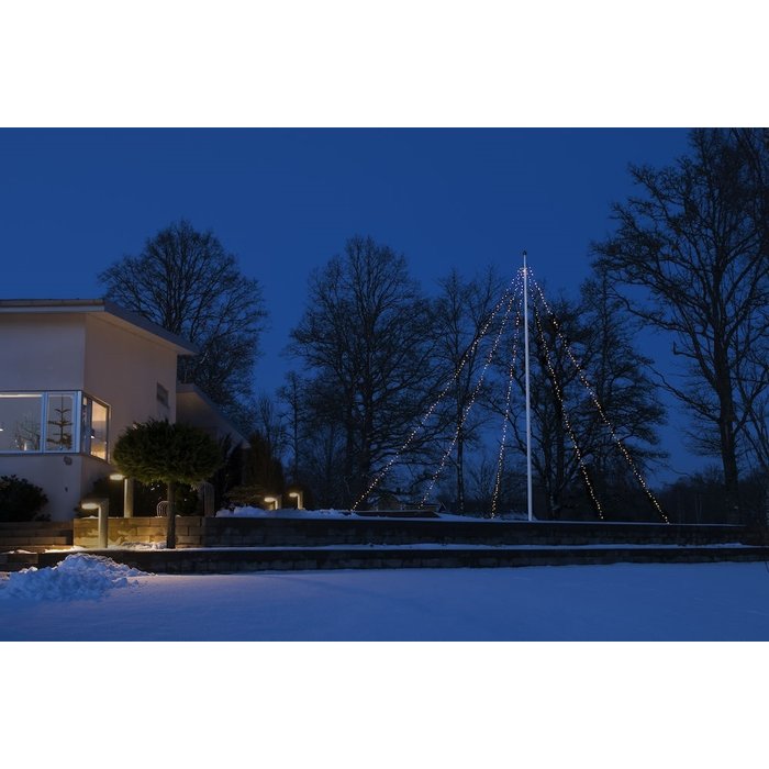 Konstsmide Konstsmide kerstverlichting vlaggenmast kerstboom verlichting met ring - 8 meter met 500 LEDS  warm wit