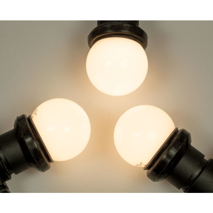 Amlux prikkabelset 50 meter met 100 warm  witte LED lampen - melkwitte bol