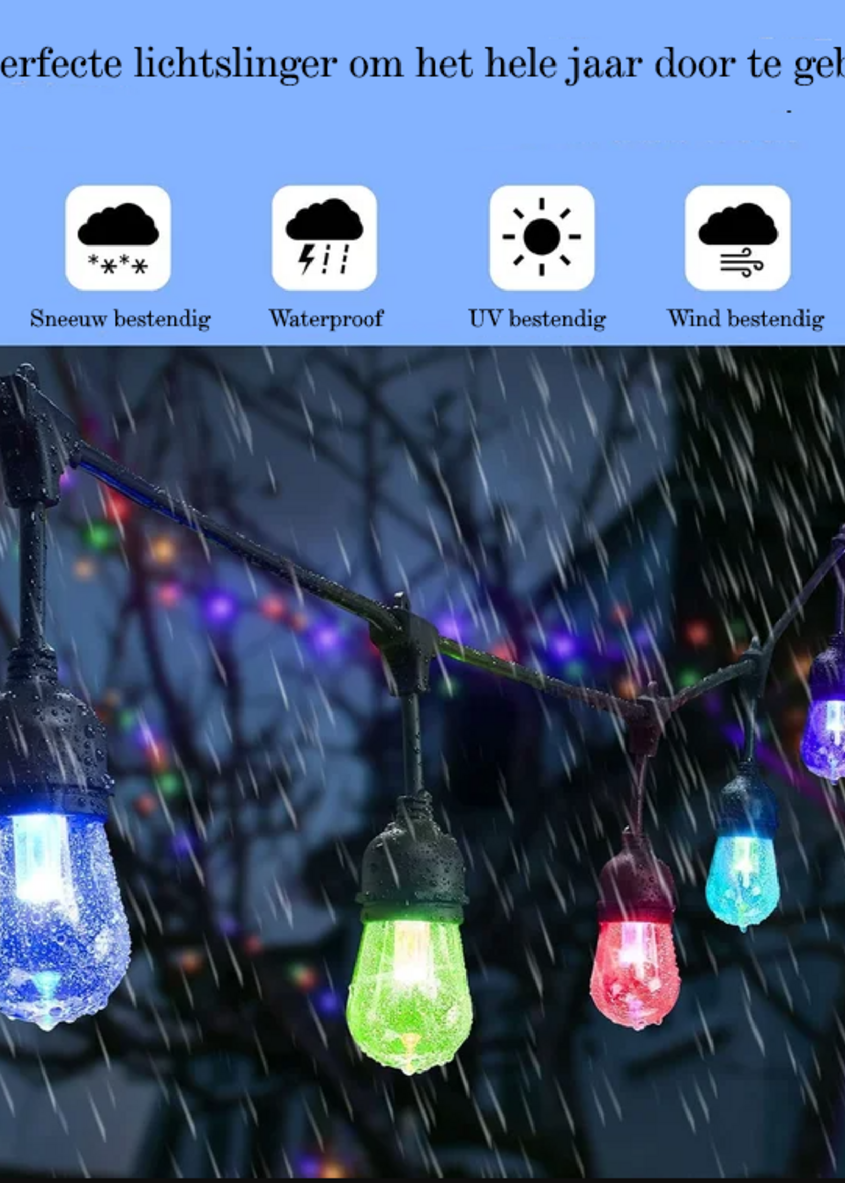 Amlux Smart decoratieve lichtslinger 7,5 Meter met 12 LED lampen - WIFI APP