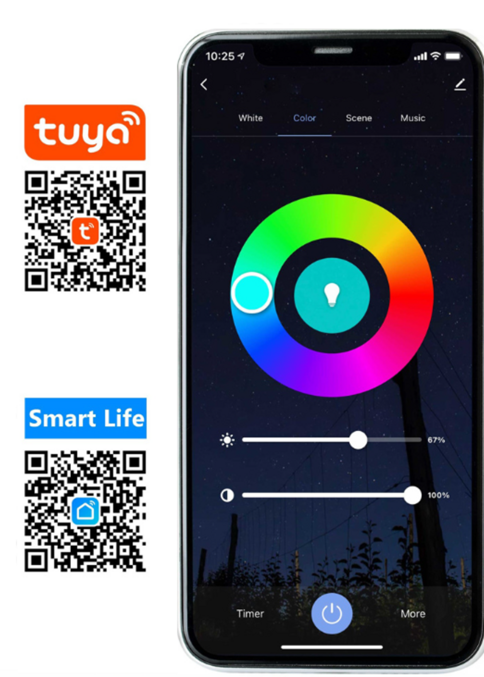 Amlux Smart decoratieve lichtslinger 7,5 Meter met 12 LED lampen - WIFI APP