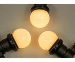 Amlux prikkabel set 100 meter met 200 warm  witte LED lampen - melkwitte bol