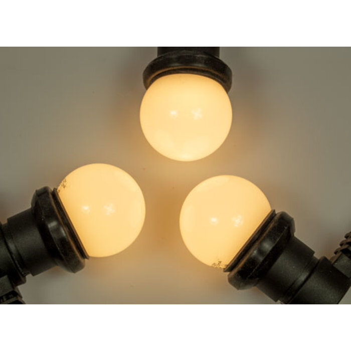 Amlux prikkabel set 100 meter met 200 warm  witte LED lampen - melkwitte bol