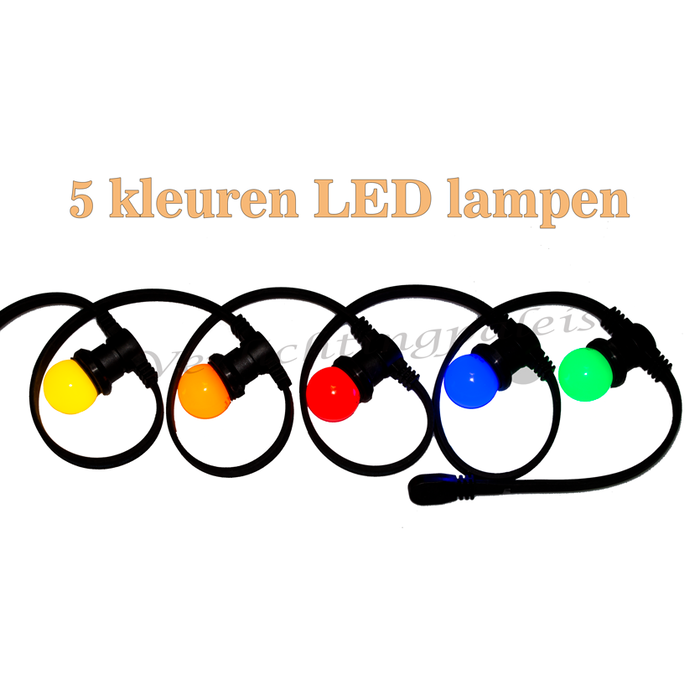 Amlux prikkabel - 100 meter met 200 LED lampen  (5 kleuren)