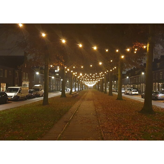 Amlux Koppelbare prikkabel set 10 meter met 20 warm  witte LED lampen - melkwitte bol