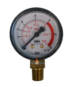  Manometer 0-6 BAR met BSP buiten aansluiting
