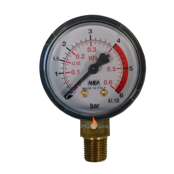Manometer 0-6 BAR met BSP buiten aansluiting